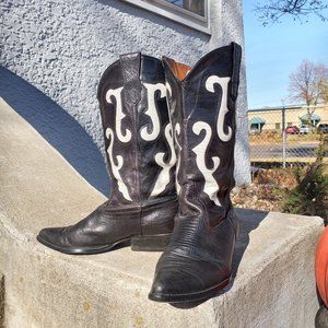 Nine West Cowboy Western Boots in Black and White